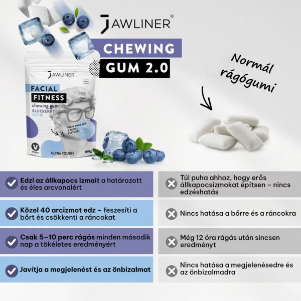 JAWLINER® Jeges áfonya Fitness rágógumi - Image 4